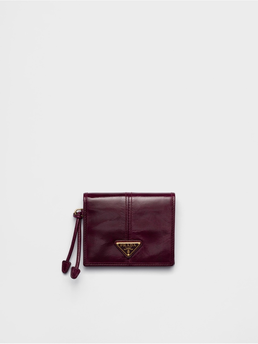 Prada Small Leather Wallet in Burgundy